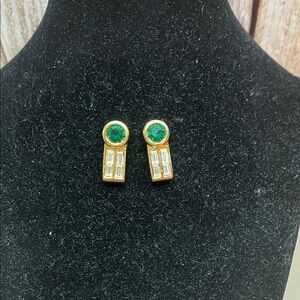Swarovski Gold and Green Crystal Earrings S.A.L. RARE